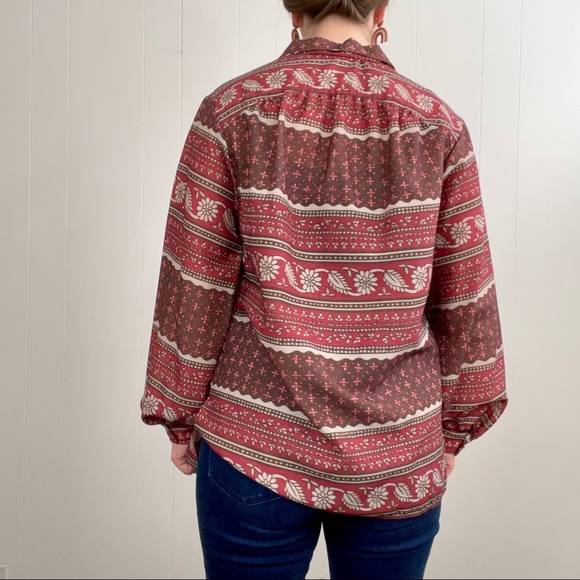 VINTAGE Collared Shirt Boho Pull Over Blouse | H9 - Picture 4 of 6